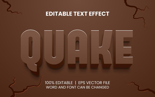 Efecto de texto editable con estilo de terremoto marrón realista