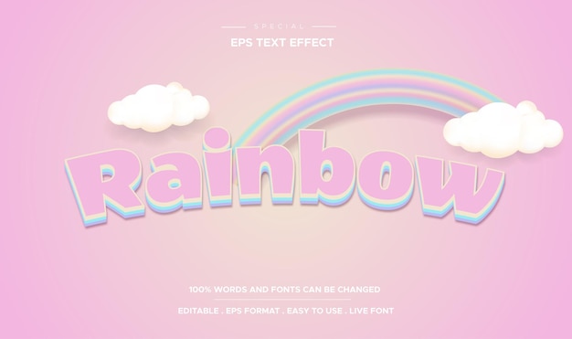Efecto de texto editable estilo de texto de arco iris colorido