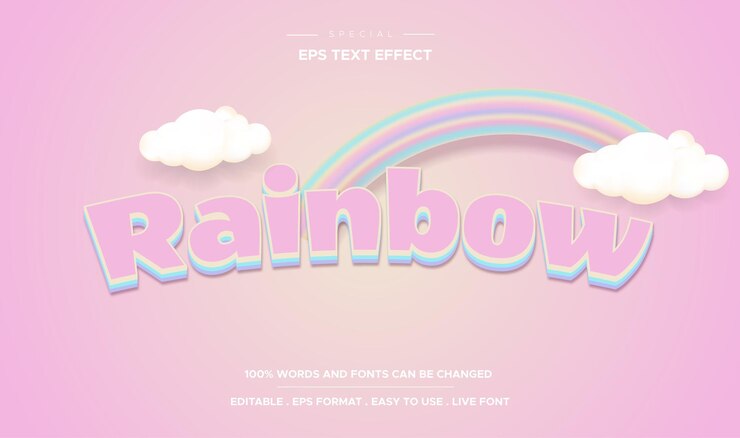Vector efecto de texto editable estilo de texto de arco iris colorido