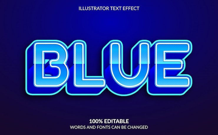 Vector efecto de texto editable, estilo de texto azul 3d