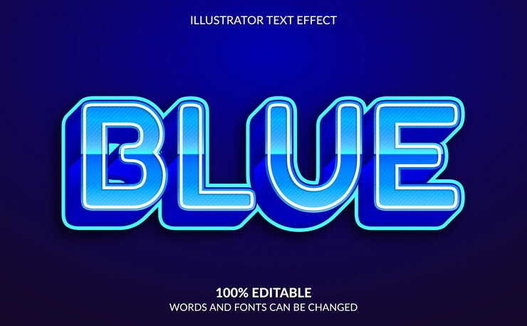 Vector efecto de texto editable, estilo de texto azul 3d