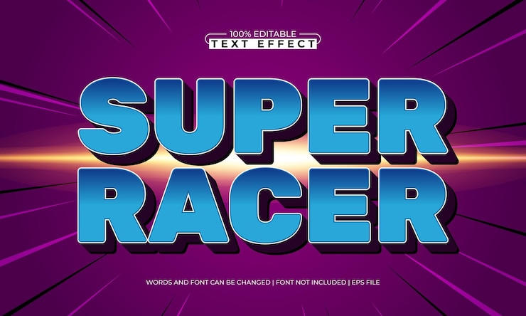 Vector efecto de texto editable con un estilo de texto de carrera y velocidad