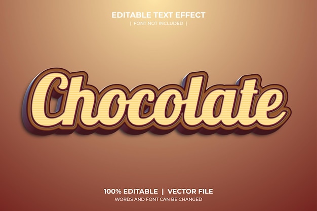 Vector efecto de texto editable estilo de texto de chocolate.