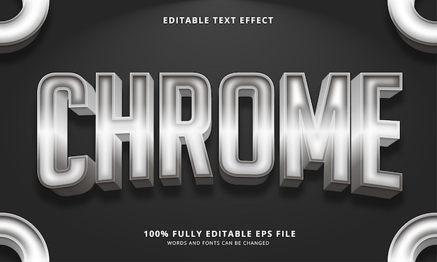 Vector efecto de texto editable de estilo de texto de chrome