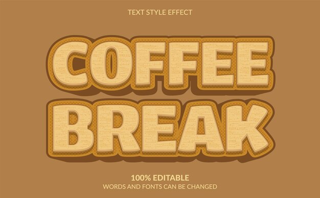 Vector efecto de texto editable estilo de texto coffee break