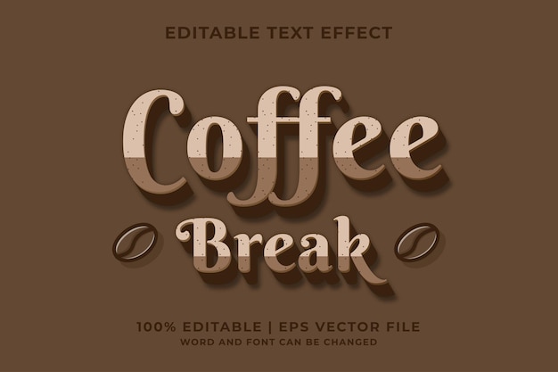 Efecto de texto editable estilo de texto de color café Vector Premium