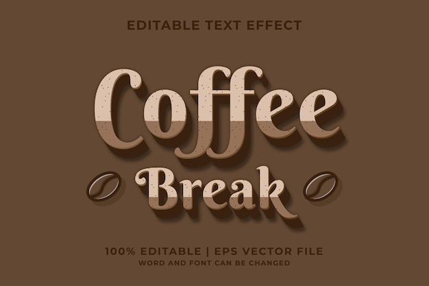 Efecto de texto editable estilo de texto de color café vector premium