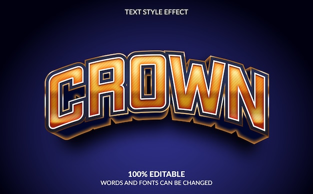 Efecto de texto editable, estilo de texto de corona
