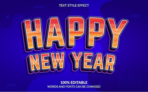 Efecto de texto editable, estilo de texto de feliz año nuevo