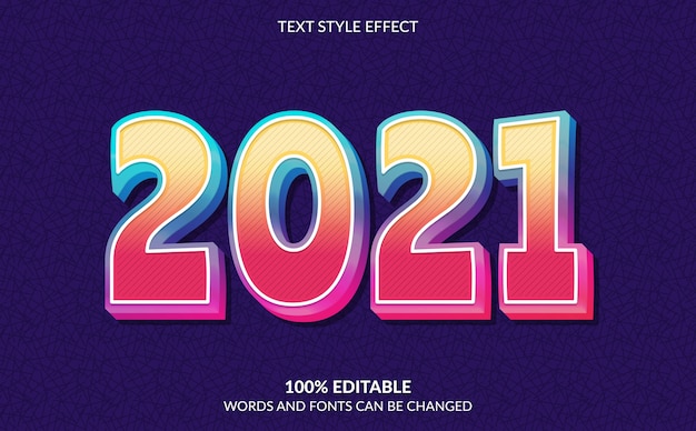 Efecto de texto editable, estilo de texto de feliz año nuevo