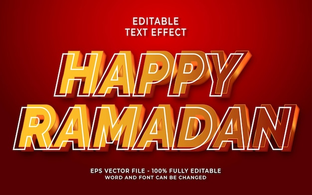 Efecto de texto editable estilo de texto feliz ramadán