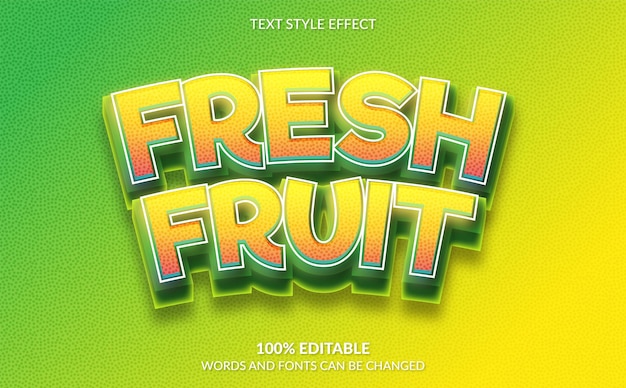 Efecto de texto editable Estilo de texto de fruta fresca