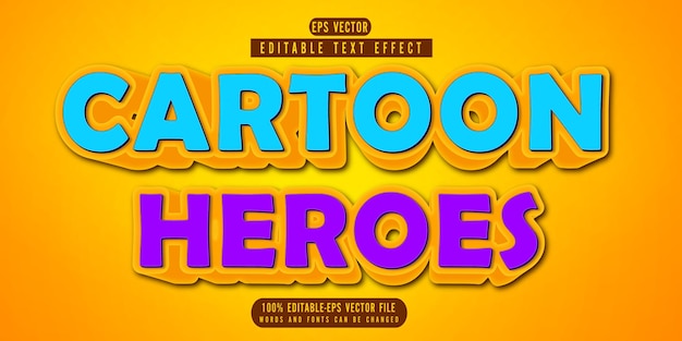 Efecto de texto editable en estilo de texto de héroe de dibujos animados