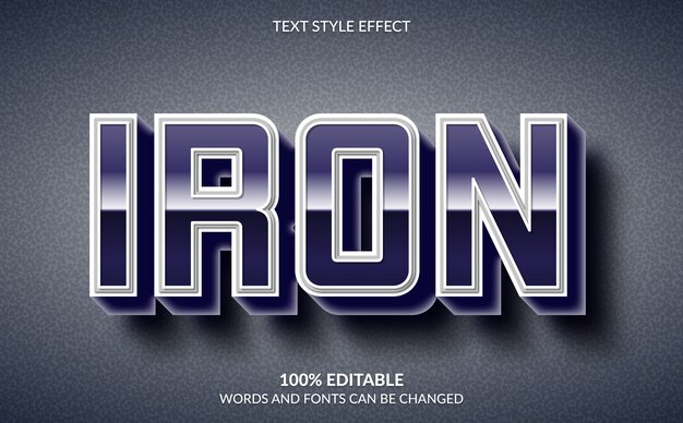 Efecto de texto editable, estilo de texto de hierro 3D