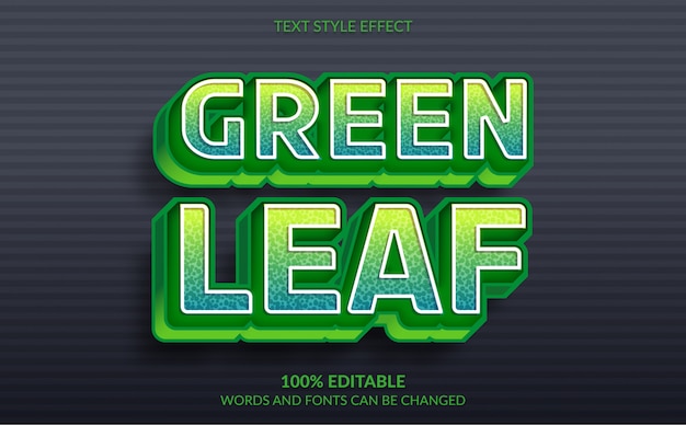 Efecto de texto editable, estilo de texto de hoja verde