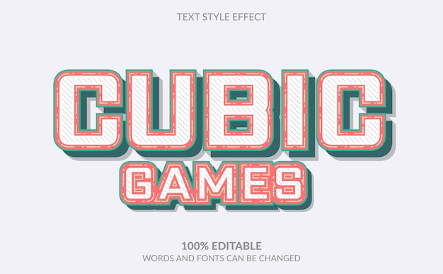 Efecto de texto editable, estilo de texto de juegos cúbicos