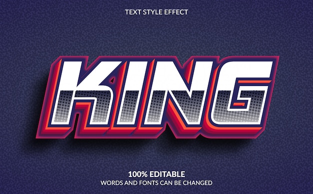 Efecto de texto editable, estilo de texto king