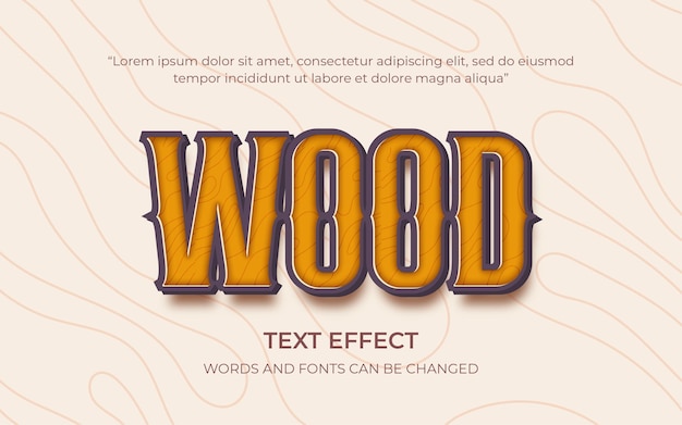 Efecto de texto editable de estilo de texto de madera