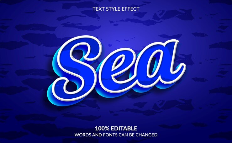 Vector efecto de texto editable, estilo de texto de mar