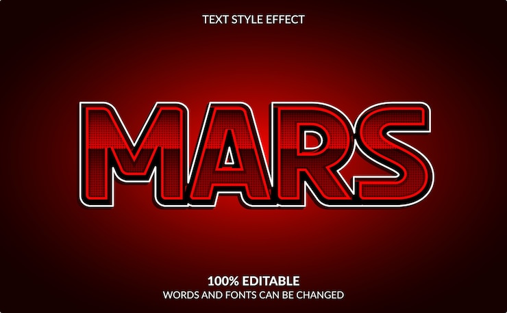 Vector efecto de texto editable, estilo de texto de marte rojo