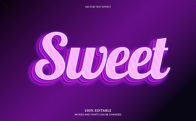 Efecto de texto editable, estilo de texto morado dulce
