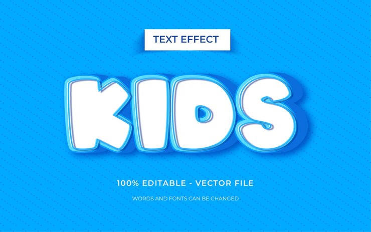 Vector efecto de texto editable de estilo de texto para niños