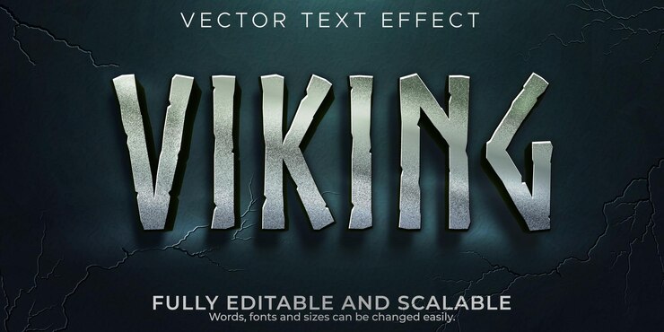 Vector efecto de texto editable, estilo de texto nórdico vikingos