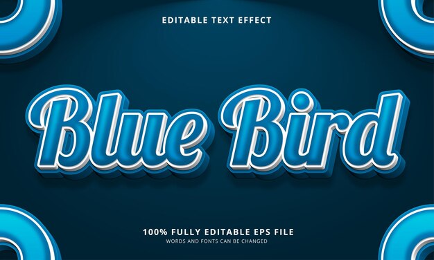 Vector efecto de texto editable de estilo de texto de pájaro azul