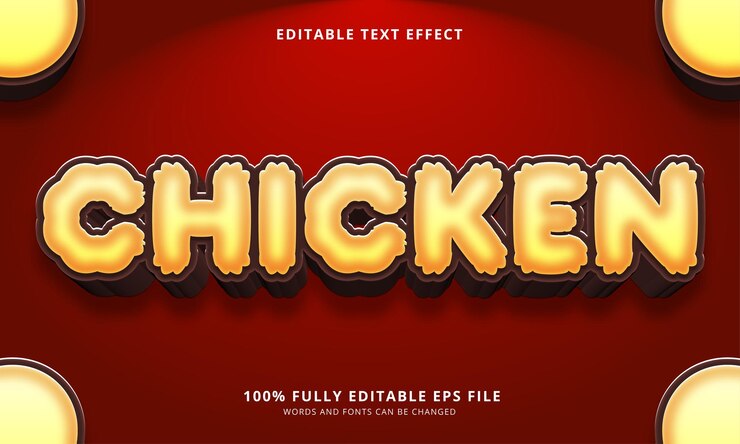 Vector efecto de texto editable de estilo de texto de pollo