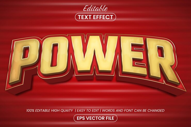 Vector efecto de texto editable de estilo de texto red power 3d