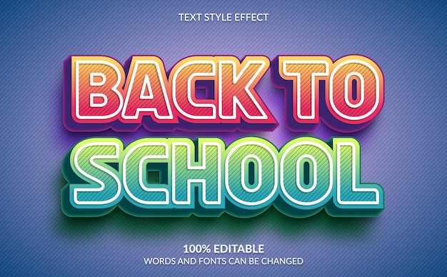 Vector efecto de texto editable, estilo de texto de regreso a la escuela