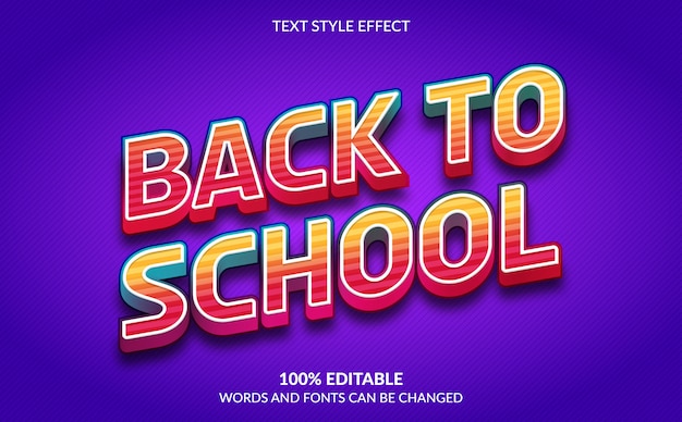Vector efecto de texto editable, estilo de texto de regreso a la escuela