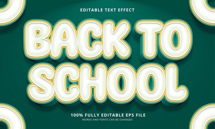 Vector efecto de texto editable de estilo de texto de regreso a la escuela