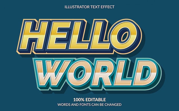 Efecto de texto editable, estilo de texto retro hello world