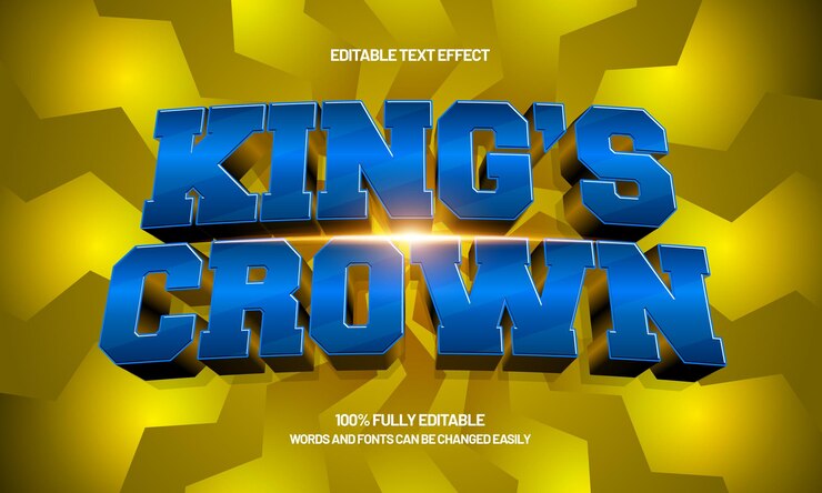 Vector efecto de texto editable con un estilo de texto de rey y corona
