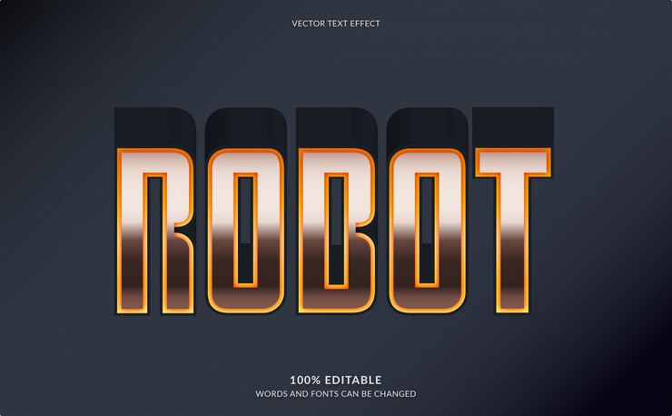 Vector efecto de texto editable, estilo de texto de robot