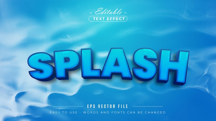 Vector efecto de texto editable con estilo de texto splash 3d