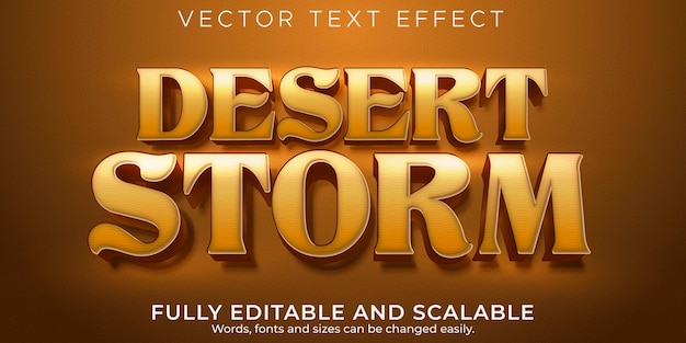 Efecto de texto editable, estilo de texto de tormenta del desierto