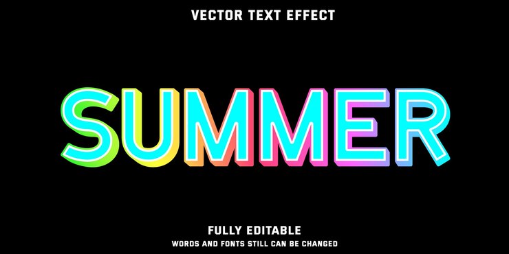 Vector efecto de texto editable estilo de texto de verano