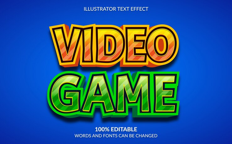 Vector efecto de texto editable, estilo de texto de videojuego 3d