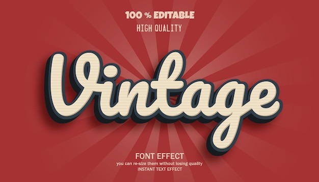 Efecto de texto editable, estilo de texto vintage