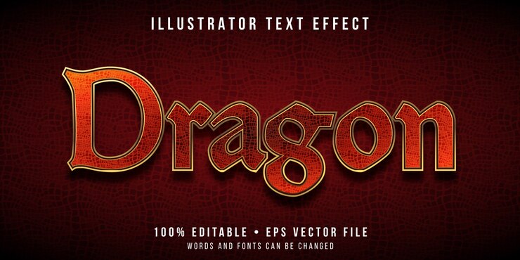 Vector efecto de texto editable - estilo de textura de dragón