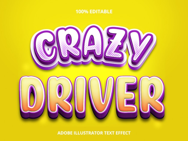 Efecto de texto editable: estilo de título Crazy Driver