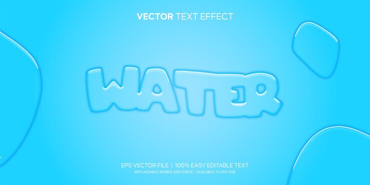 Vector efecto de texto editable de estilo transparente de agua