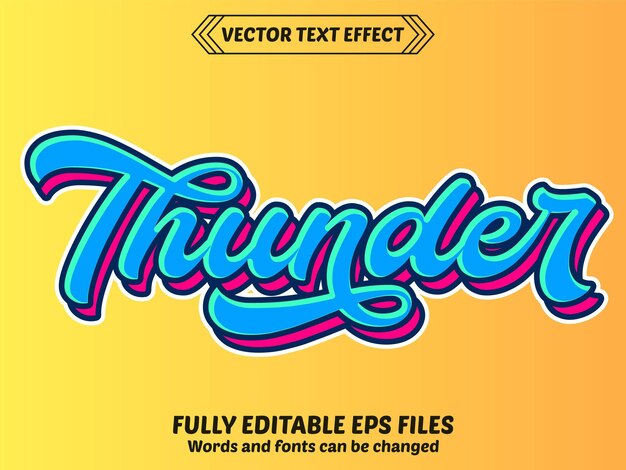 Efecto de texto editable de estilo trueno vectorial