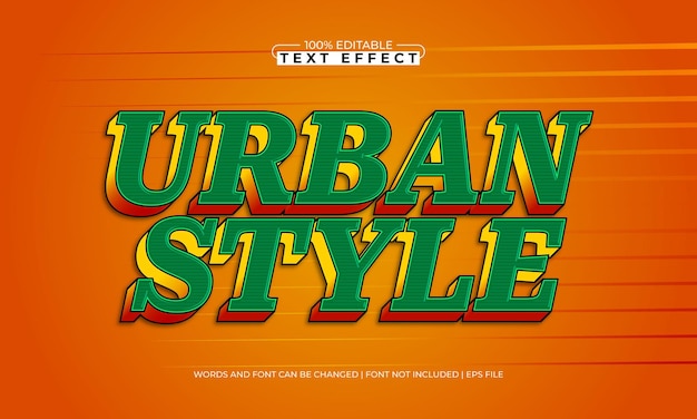 efecto de texto editable de estilo urbano con un estilo de texto simple y moderno