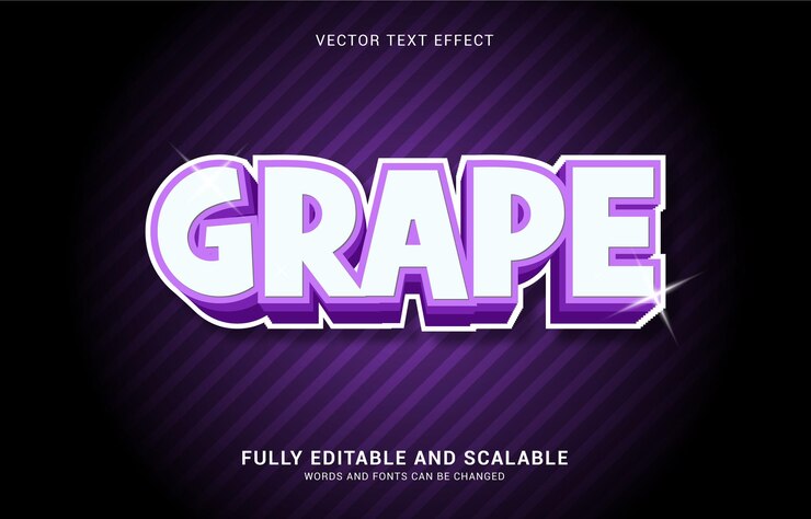 Vector efecto de texto editable, el estilo de uva se puede usar para hacer título