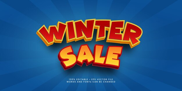 Efecto de texto editable de estilo de venta de invierno premium