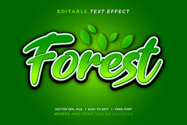 Efecto de texto editable estilo verde bosque