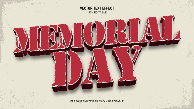 Vector efecto de texto editable de estilo vintage retro del día de conmemoración